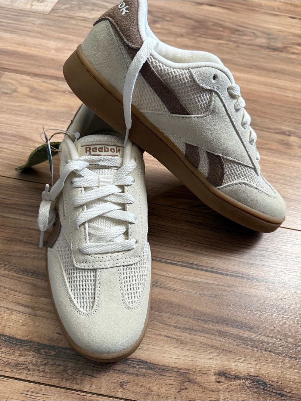 Reebok Cream & Brown Suede Sneakers